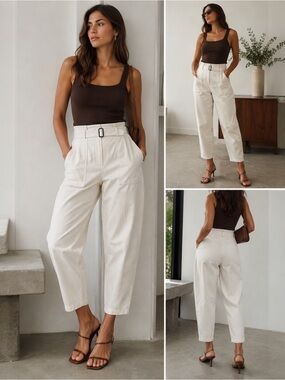 Banana Republic High-Rise Tapered Barrel-Inspired Utility PantsIvory Size 14 NWT